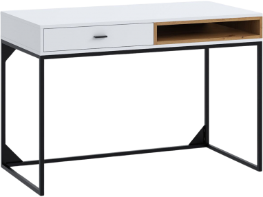 Biurko w stylu loftowym z szufladą i półką do pokoju - ONEGA Biały / Dąb Artisan