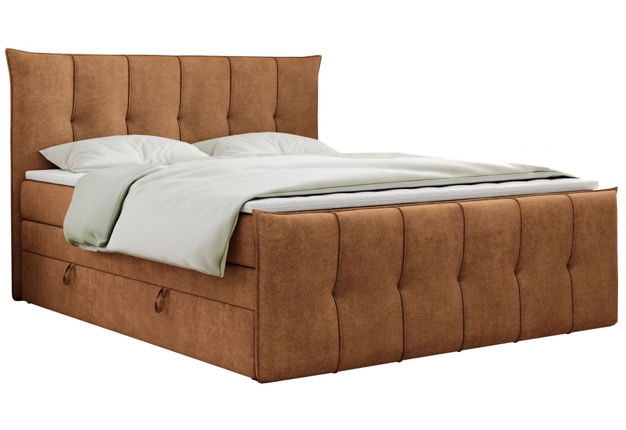 Łóżko kontynentalne PREMIUM 11 KING 140x200 - H3 - pomarańczowy, struktura