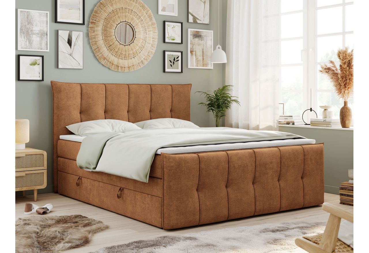 Łóżko kontynentalne PREMIUM 11 KING 180x200 - H3 - pomarańczowy, struktura