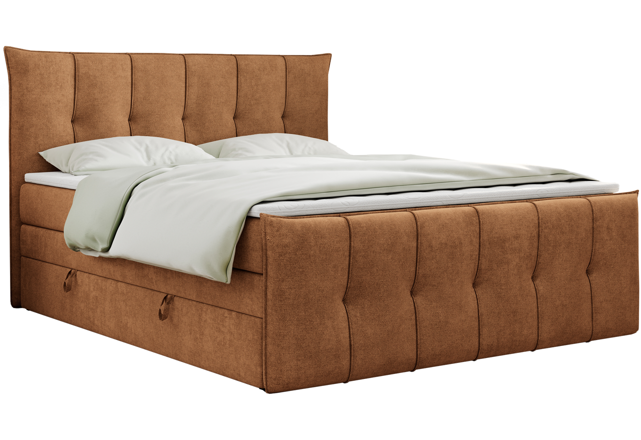 Łóżko kontynentalne PREMIUM 11 KING 180x200 - H3 - pomarańczowy, struktura