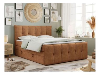 Łóżko kontynentalne PREMIUM 11 KING 200x200 - H3 - pomarańczowy, struktura