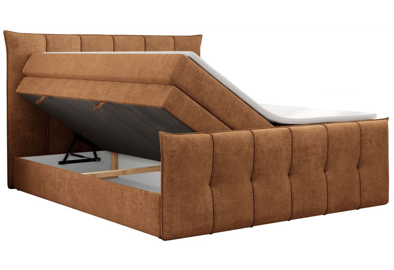 Łóżko kontynentalne PREMIUM 11 KING 140x200 - H4 - pomarańczowy, struktura