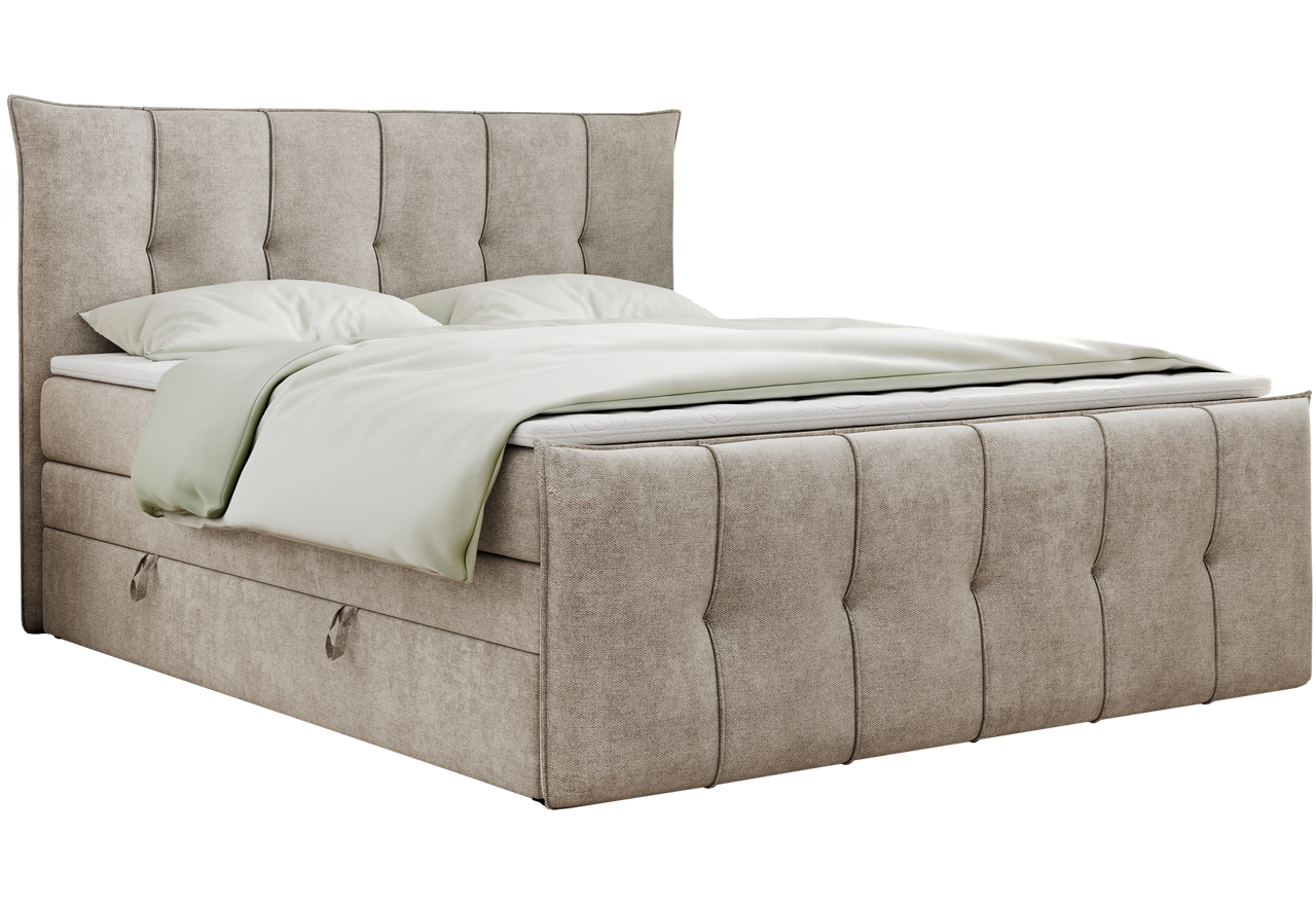 Łóżko kontynentalne PREMIUM 11 KING 140x200 - H3 - beżowy, struktura