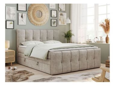 Łóżko kontynentalne PREMIUM 11 KING 180x200 - H3 - beżowy, struktura