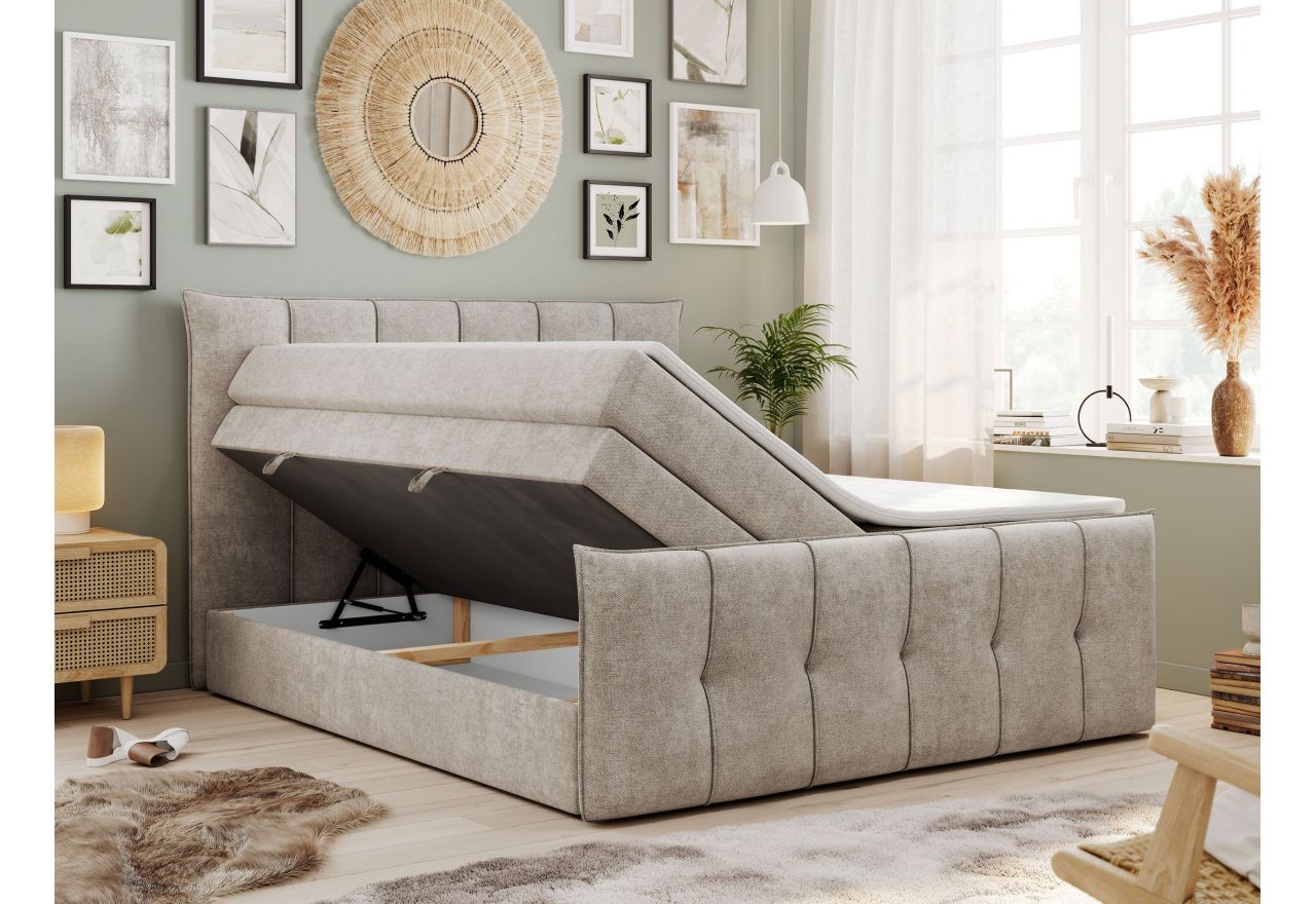 Łóżko kontynentalne PREMIUM 11 KING 180x200 - H3 - beżowy, struktura