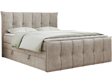 Łóżko kontynentalne PREMIUM 11 KING 160x200 - H4 - beżowy, struktura