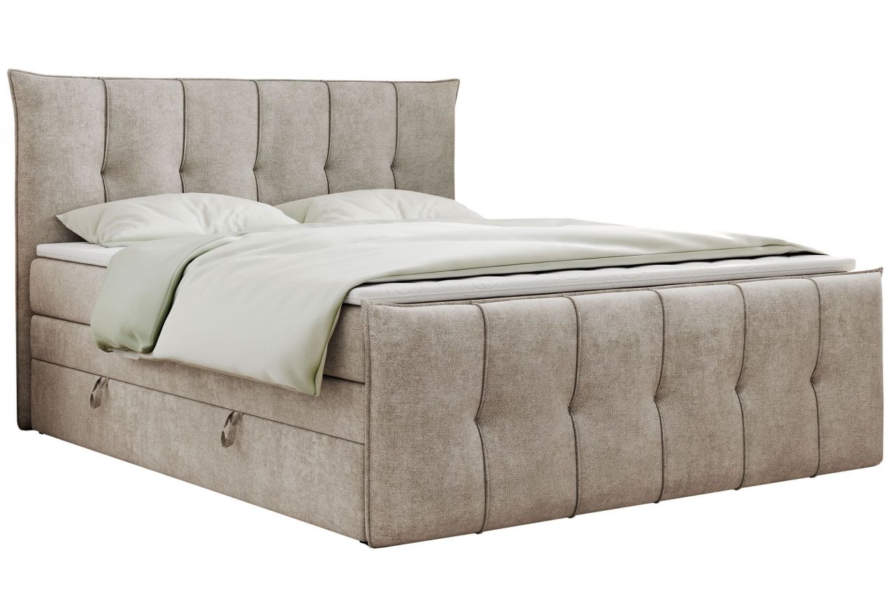 Łóżko kontynentalne PREMIUM 11 KING 200x200 - H4 - beżowy, struktura