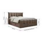 Łóżko kontynentalne PREMIUM 11 KING 120x200 - H3 - brązowy, welwet
