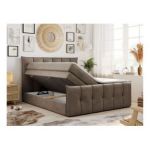 Łóżko kontynentalne PREMIUM 11 KING 120x200 - H3 - brązowy, welwet