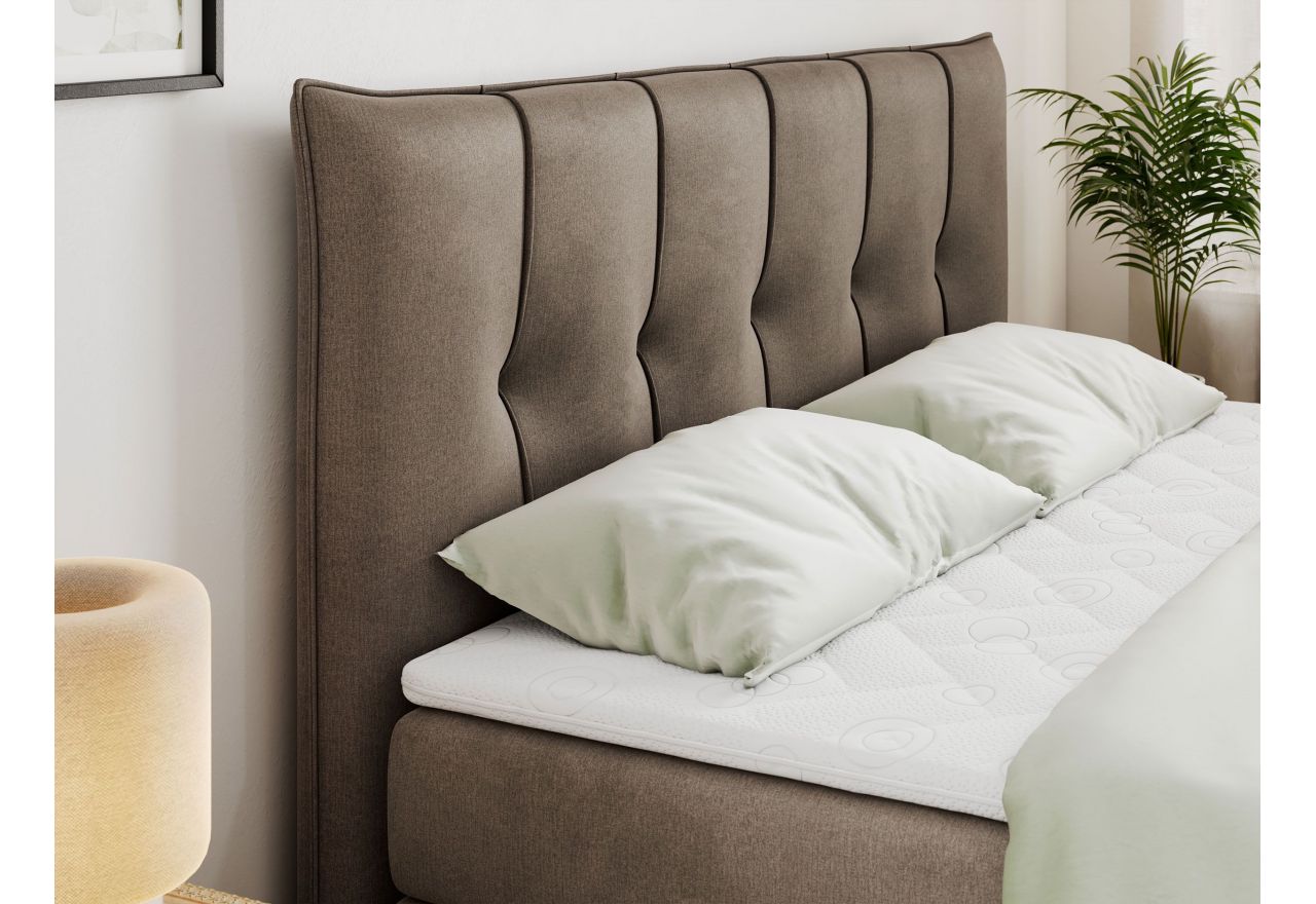 Łóżko kontynentalne PREMIUM 11 KING 160x200 - H3 - brązowy, welwet