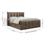Łóżko kontynentalne PREMIUM 11 KING 180x200 - H3 - brązowy, welwet