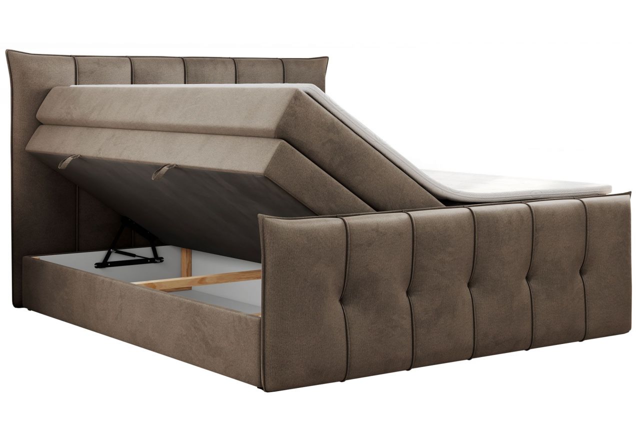 Łóżko kontynentalne PREMIUM 11 KING 180x200 - H3 - brązowy, welwet