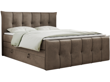 Łóżko kontynentalne PREMIUM 11 KING 140x200 - H4 - brązowy, welwet