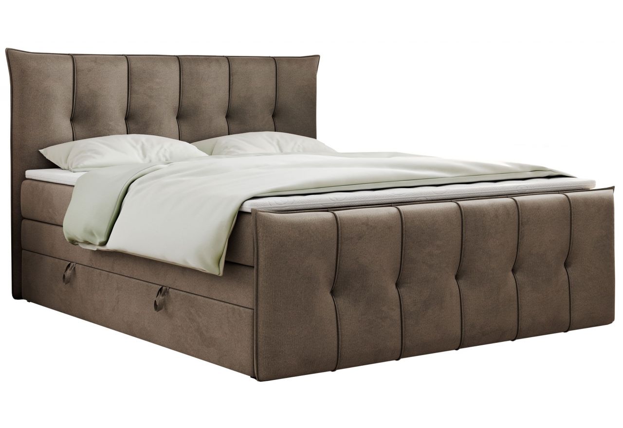 Łóżko kontynentalne PREMIUM 11 KING 180x200 - H4 - brązowy, welwet