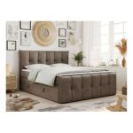 Łóżko kontynentalne PREMIUM 11 KING 200x200 - H4 - brązowy, welwet