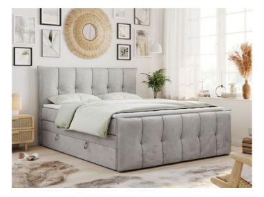 Łóżko kontynentalne PREMIUM 11 KING 120x200 - H3 - jasnoszary, welwet