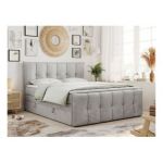Łóżko kontynentalne PREMIUM 11 KING 120x200 - H3 - jasnoszary, welwet