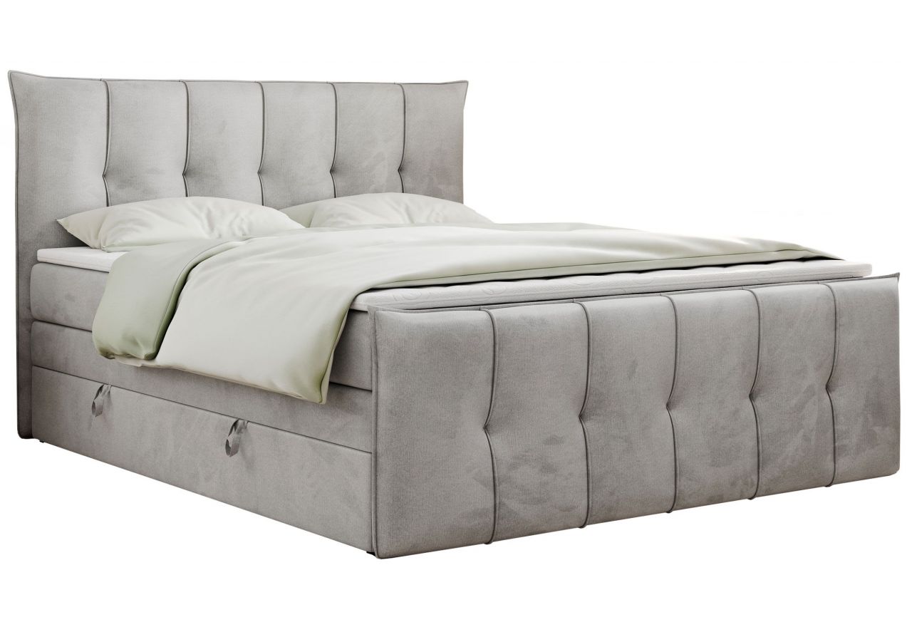 Łóżko kontynentalne PREMIUM 11 KING 120x200 - H3 - jasnoszary, welwet