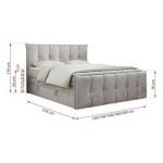 Łóżko kontynentalne PREMIUM 11 KING 140x200 - H3 - jasnoszary, welwet