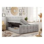 Łóżko kontynentalne PREMIUM 11 KING 140x200 - H3 - jasnoszary, welwet