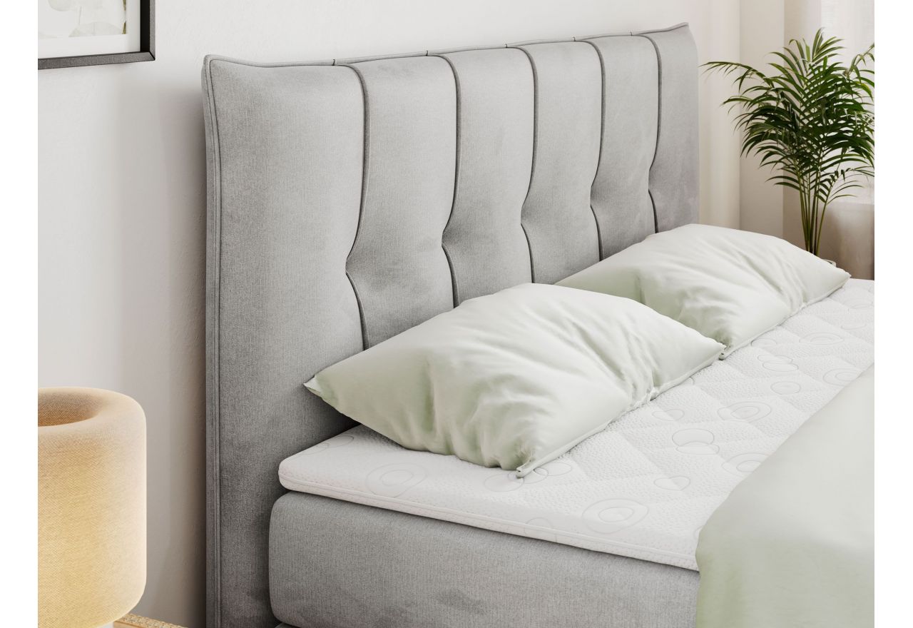 Łóżko kontynentalne PREMIUM 11 KING 160x200 - H3 - jasnoszary, welwet