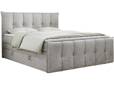 Łóżko kontynentalne PREMIUM 11 KING 180x200 - H3 - jasnoszary, welwet