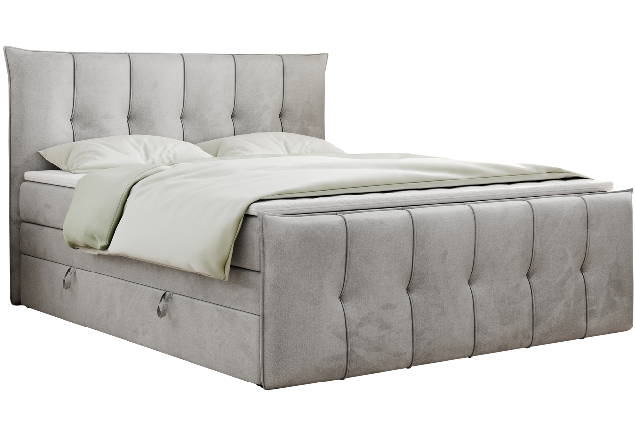 Łóżko kontynentalne PREMIUM 11 KING 180x200 - H3 - jasnoszary, welwet