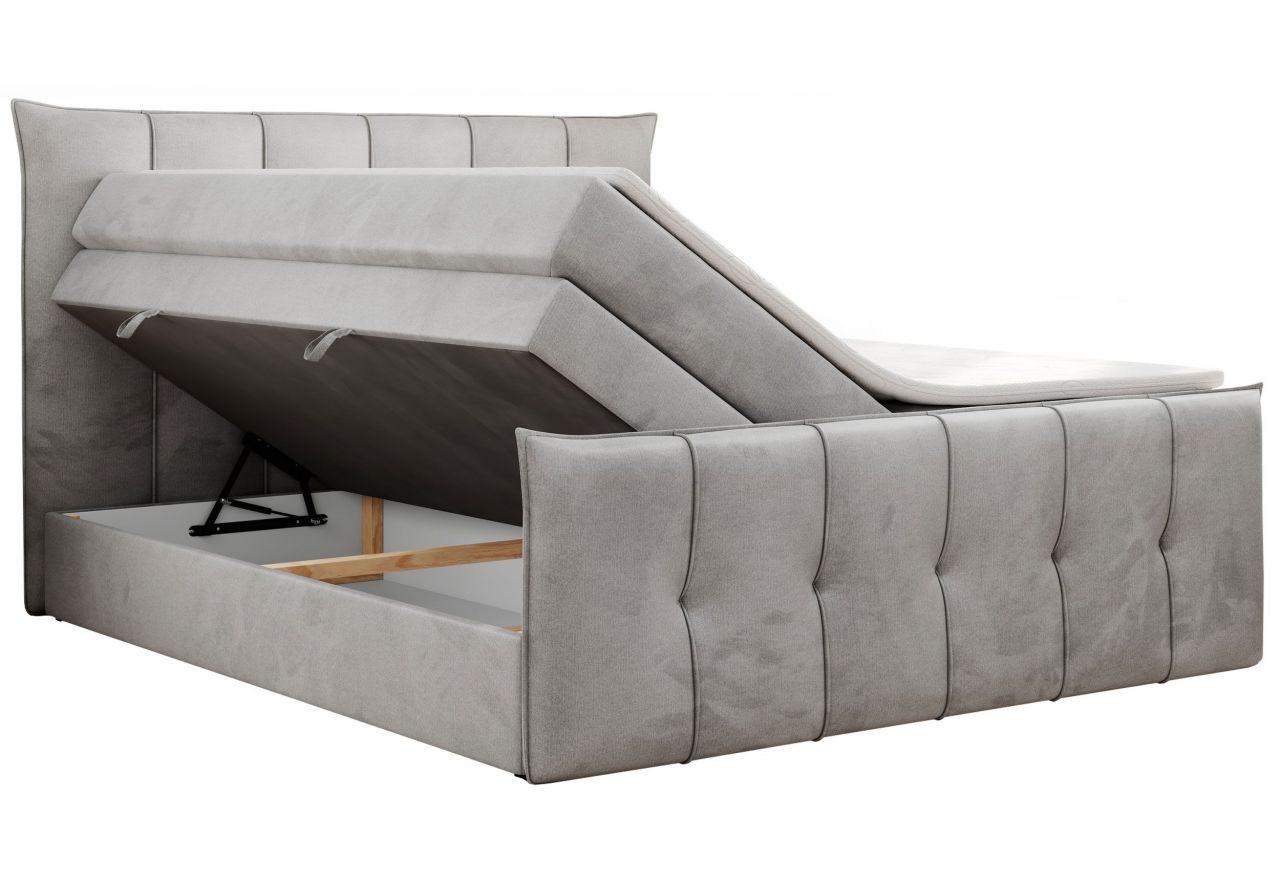 Łóżko kontynentalne PREMIUM 11 KING 200x200 - H3 - jasnoszary, welwet
