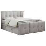 Łóżko kontynentalne PREMIUM 11 KING 160x200 - H4 - jasnoszary, welwet