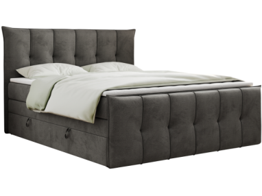 Łóżko kontynentalne PREMIUM 11 KING 120x200 - H3 - ciemnoszary, welwet