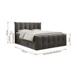 Łóżko kontynentalne PREMIUM 11 KING 120x200 - H3 - ciemnoszary, welwet