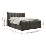 Łóżko kontynentalne PREMIUM 11 KING 140x200 - H3 - ciemnoszary, welwet