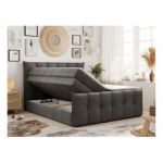 Łóżko kontynentalne PREMIUM 11 KING 180x200 - H3 - ciemnoszary, welwet