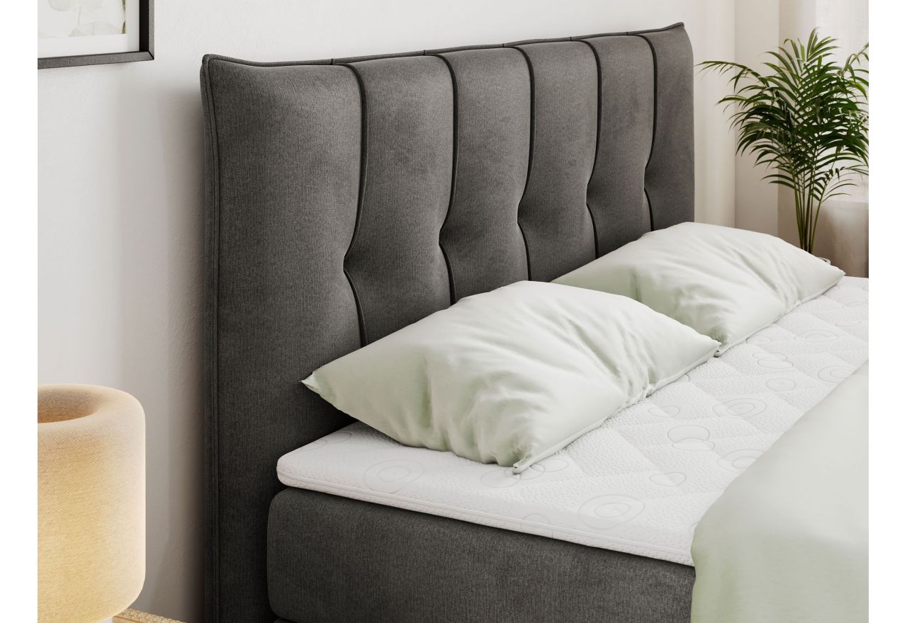 Łóżko kontynentalne PREMIUM 11 KING 140x200 - H4 - ciemnoszary, welwet