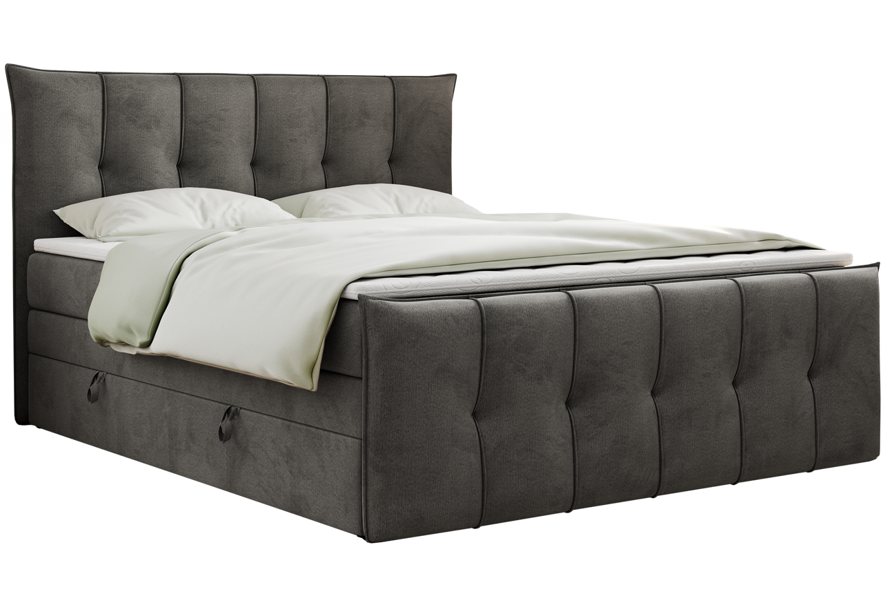 Łóżko kontynentalne PREMIUM 11 KING 160x200 - H4 - ciemnoszary, welwet