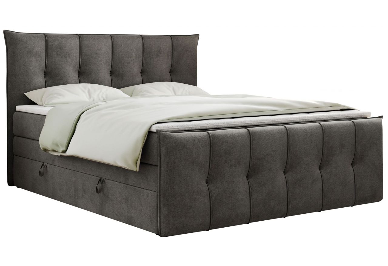 Łóżko kontynentalne PREMIUM 11 KING 180x200 - H4 - ciemnoszary, welwet