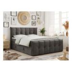 Łóżko kontynentalne PREMIUM 11 KING 200x200 - H4 - ciemnoszary, welwet