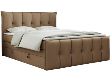 Łóżko kontynentalne PREMIUM 11 KING 120x200 - H3 - brązowy, ekoskóra