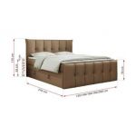 Łóżko kontynentalne PREMIUM 11 KING 120x200 - H3 - brązowy, ekoskóra