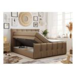 Łóżko kontynentalne PREMIUM 11 KING 180x200 - H3 - brązowy, ekoskóra