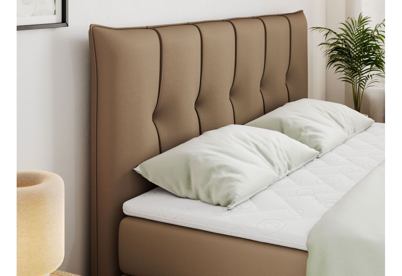Łóżko kontynentalne PREMIUM 11 KING 120x200 - H4 - brązowy, ekoskóra