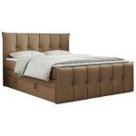 Łóżko kontynentalne PREMIUM 11 KING 160x200 - H4 - brązowy, ekoskóra