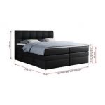 Łóżko kontynentalne ALVIN KING 120x200 - H3 - czarny, ekoskóra
