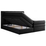 Łóżko kontynentalne ALVIN KING 160x200 - H3 - czarny, ekoskóra