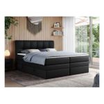 Łóżko kontynentalne ALVIN KING 200x200 - H3 - czarny, ekoskóra
