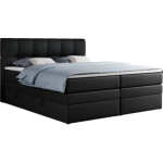 Łóżko kontynentalne ALVIN KING 200x200 - H3 - czarny, ekoskóra