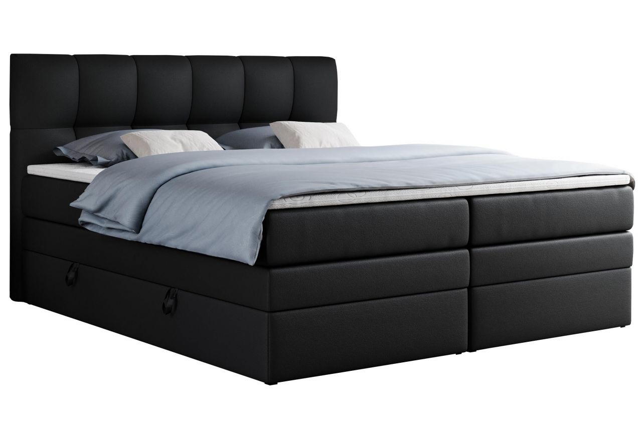 Łóżko kontynentalne ALVIN KING 120x200 - H4 - czarny, ekoskóra