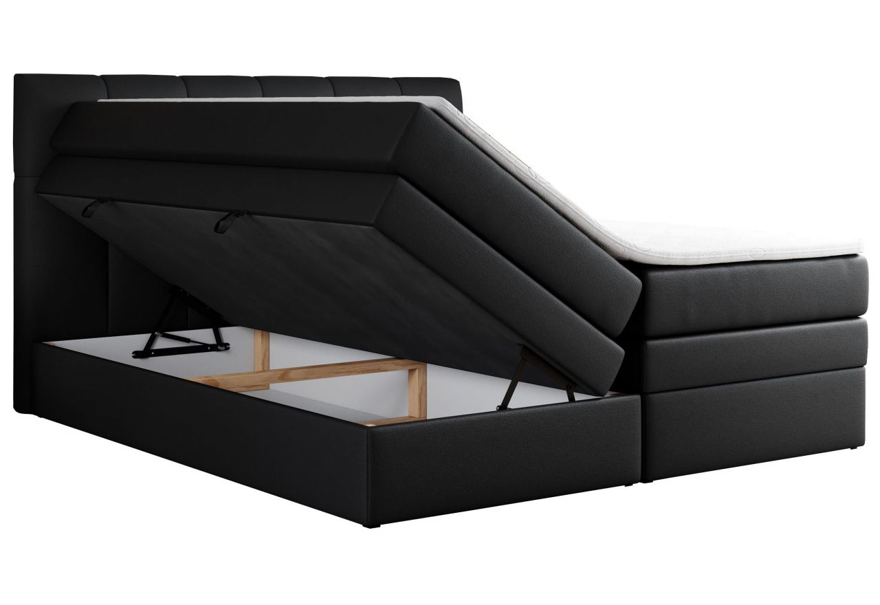 Łóżko kontynentalne ALVIN KING 140x200 - H4 - czarny, ekoskóra