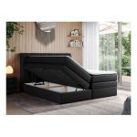 Łóżko kontynentalne ALVIN KING 180x200 - H4 - czarny, ekoskóra