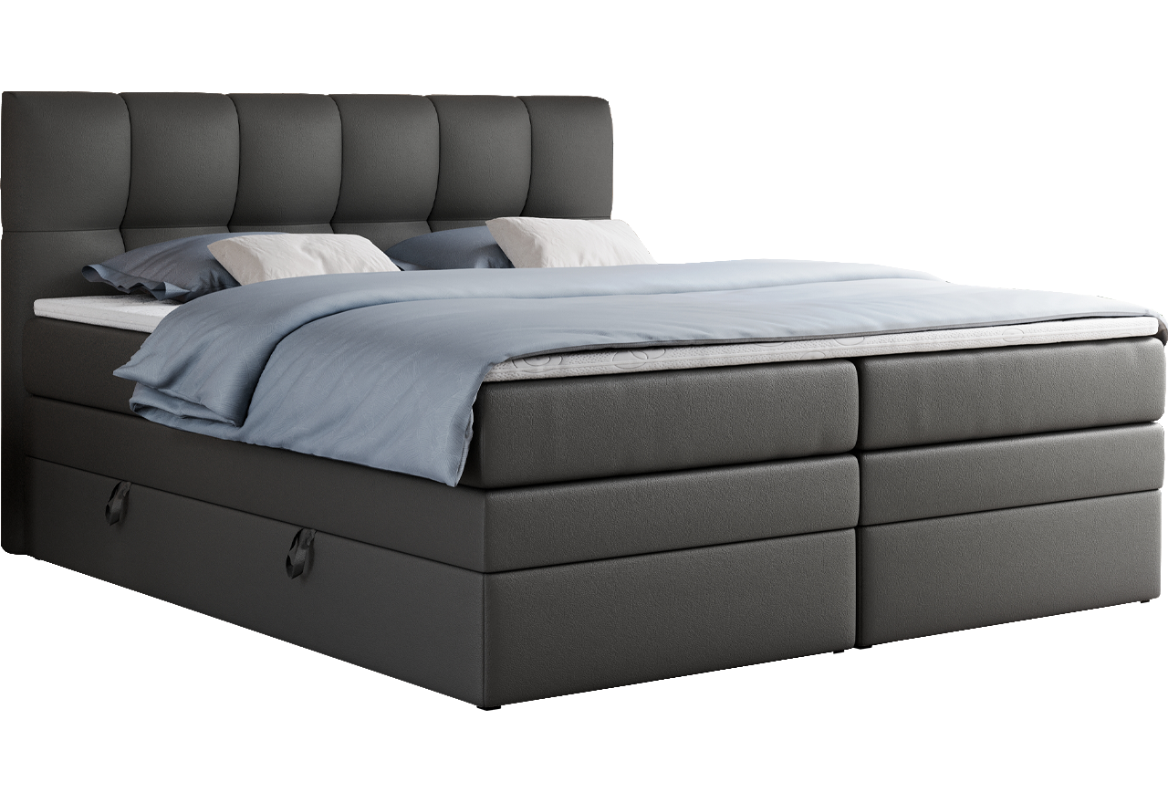Łóżko kontynentalne ALVIN KING 120x200 - H3 - szary, ekoskóra